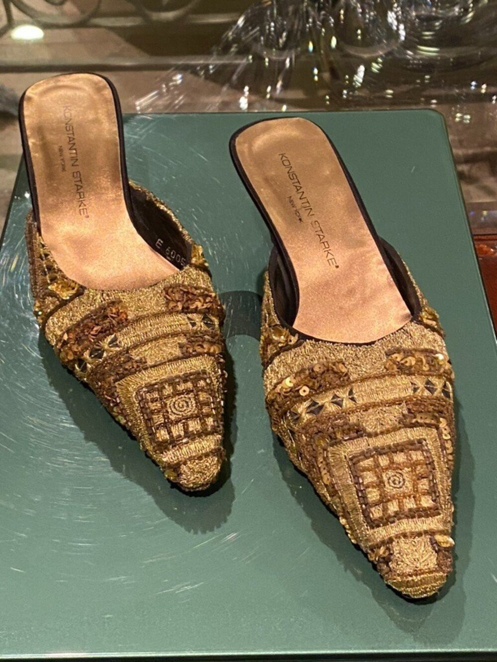 Konstantin Starke New York Gold Brown Sequin High Heel Mules